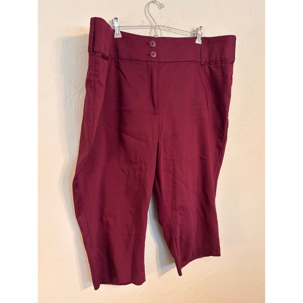 Lane Bryant Womens Plus Size 24 Burgundy Capri Pants Stretch Cropped Trousers
